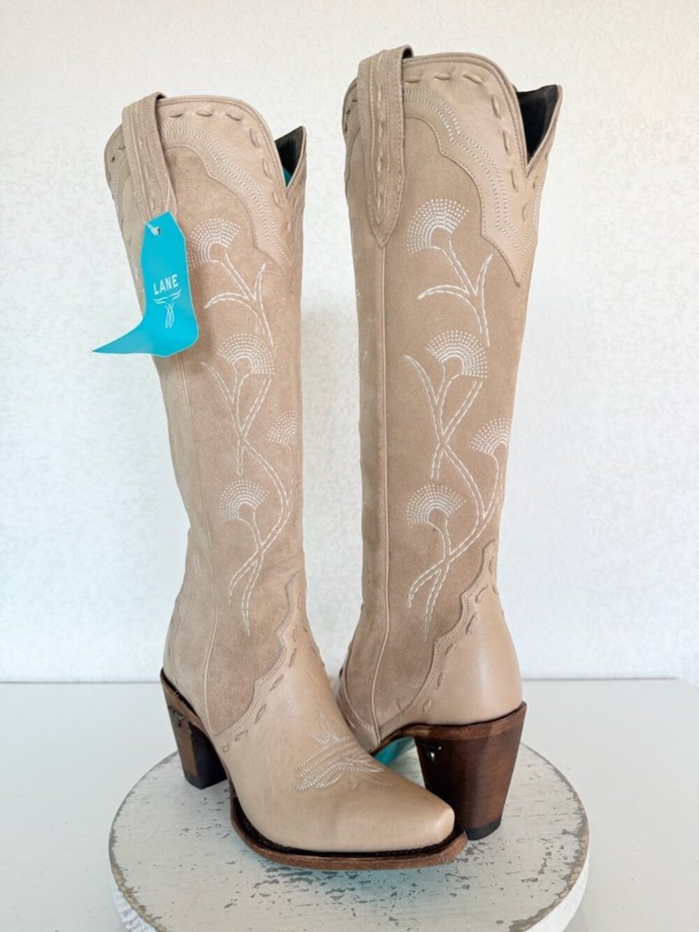 Lane Tessa Knee High Machiatto Cowboy Boots Sz 6 Western Cowgirl Tall Snip Toe